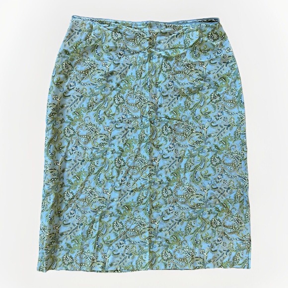Brooks Brothers Dresses & Skirts - Brooks Brothers 100% Silk Skirt Midi Paisley Fairy Grunge Green Blue Resort 6